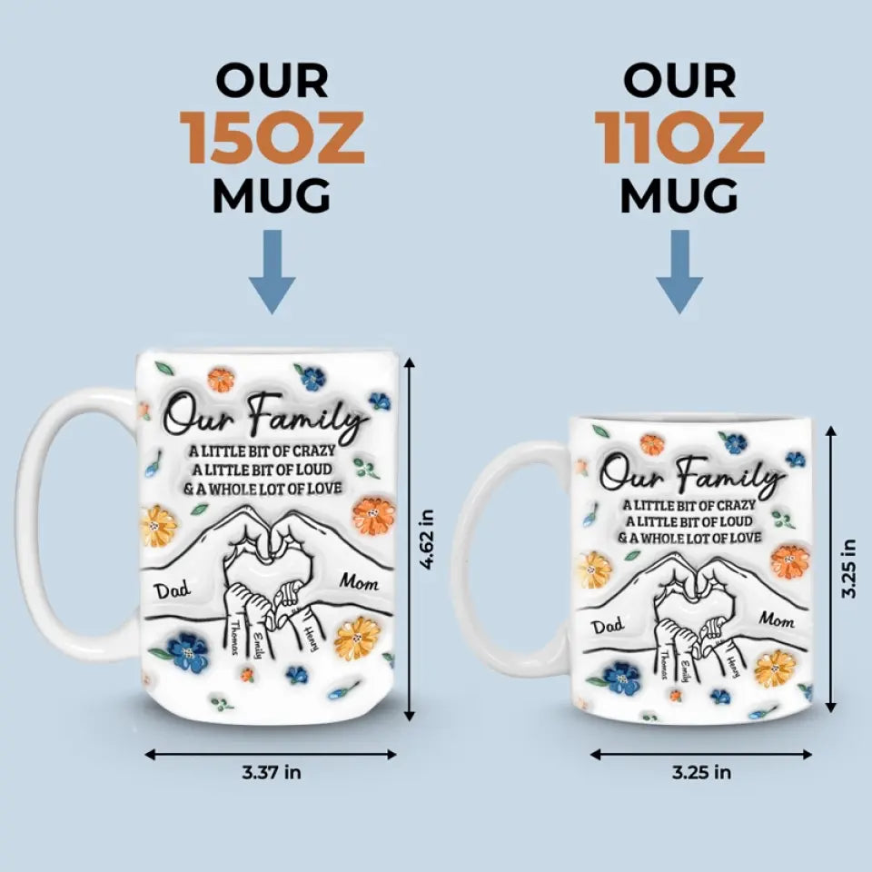 Toujours, pour toujours et quoi qu'il arrive - Mug personnalisé avec effet gonflé en 3D - Cadeau pour les membres de la famille