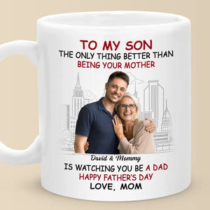 Photo personnalisée « Un fils est une lettre d'amour » - Mug personnalisé pour la famille - Fête des pères, cadeau pour fils