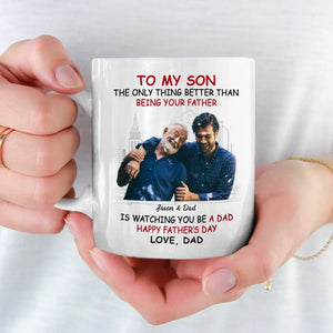 Photo personnalisée « Un fils est une lettre d'amour » - Mug personnalisé pour la famille - Fête des pères, cadeau pour fils