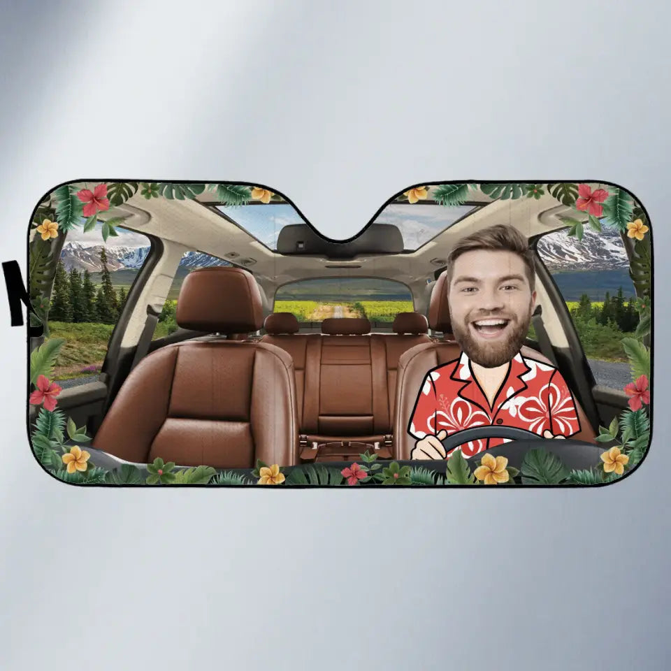 Des souvenirs photo personnalisés se créent kilomètre après kilomètre - Pare-soleil personnalisé pour pare-brise de voiture, protection de fenêtre de voiture - Cadeau pour les membres de la famille
