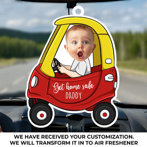Photo personnalisée Rentrez chez vous en toute sécurité, nous vous aimons - Désodorisant de voiture personnalisé pour la famille - Cadeau pour papa, grand-père