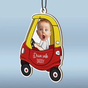 Photo personnalisée Rentrez chez vous en toute sécurité, nous vous aimons - Désodorisant de voiture personnalisé pour la famille - Cadeau pour papa, grand-père