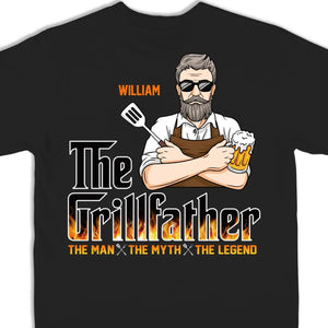 The Grillfather - T-shirt unisexe personnalisé avec imprimé au dos - Cadeau pour la fête des pères