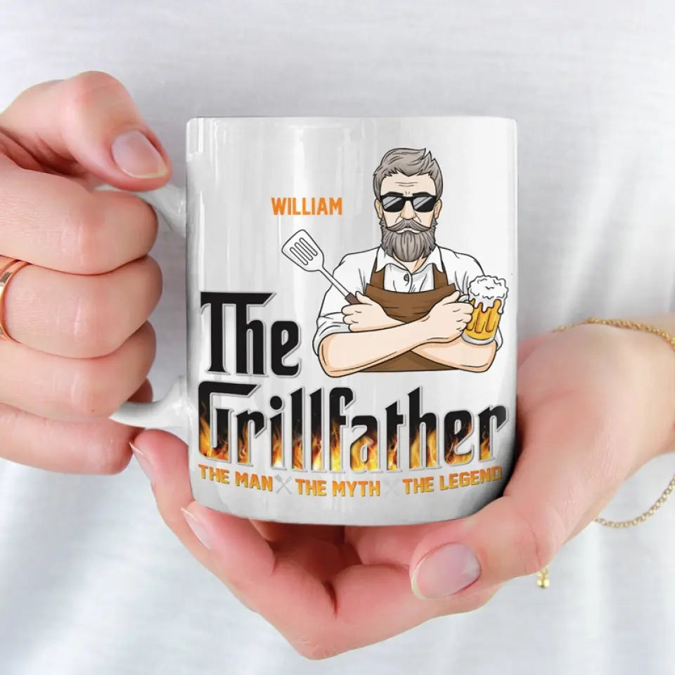 The Grillfather - Mug personnalisé familial - Fête des pères, cadeau pour papa, grand-père