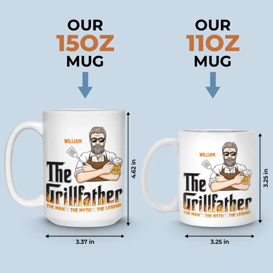 The Grillfather - Mug personnalisé familial - Fête des pères, cadeau pour papa, grand-père