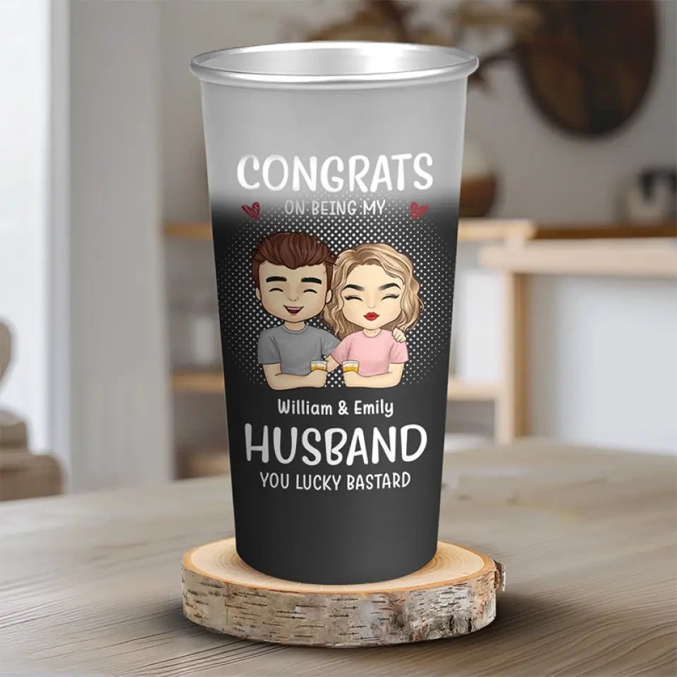 Boire ensemble, rester pour toujours - Tasse personnalisée en aluminium changeant de couleur pour couple - Cadeau pour mari et femme, anniversaire