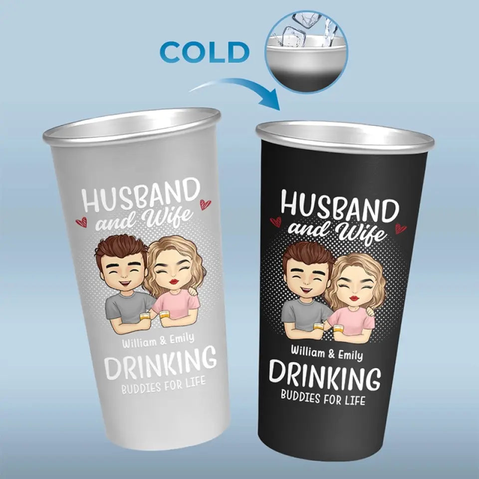 Boire ensemble, rester pour toujours - Tasse personnalisée en aluminium changeant de couleur pour couple - Cadeau pour mari et femme, anniversaire