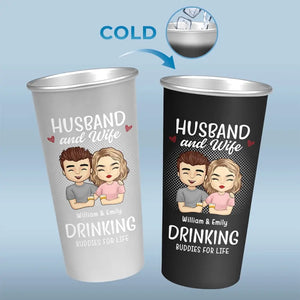 Boire ensemble, rester pour toujours - Tasse personnalisée en aluminium changeant de couleur pour couple - Cadeau pour mari et femme, anniversaire