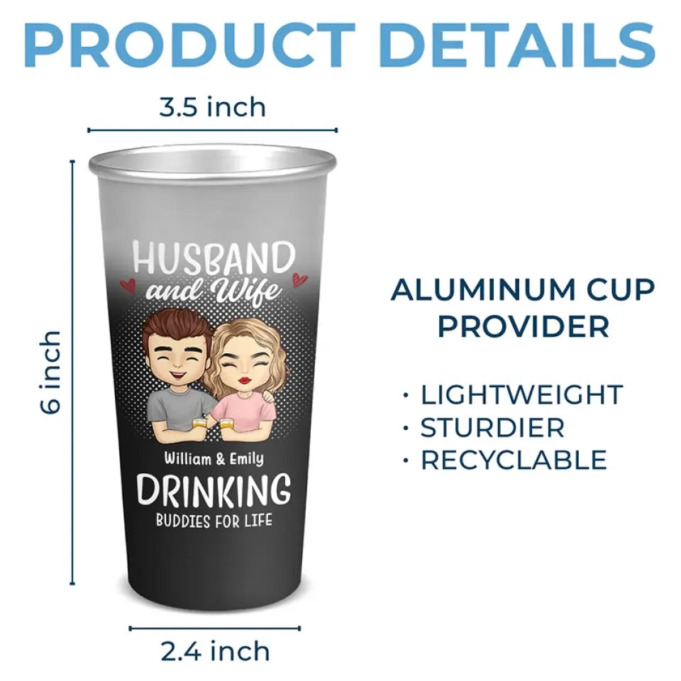 Boire ensemble, rester pour toujours - Tasse personnalisée en aluminium changeant de couleur pour couple - Cadeau pour mari et femme, anniversaire