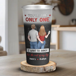 Je t'ennuie pour le reste de ma vie - Tasse personnalisée en aluminium changeant de couleur pour couple - Cadeau pour mari et femme, anniversaire
