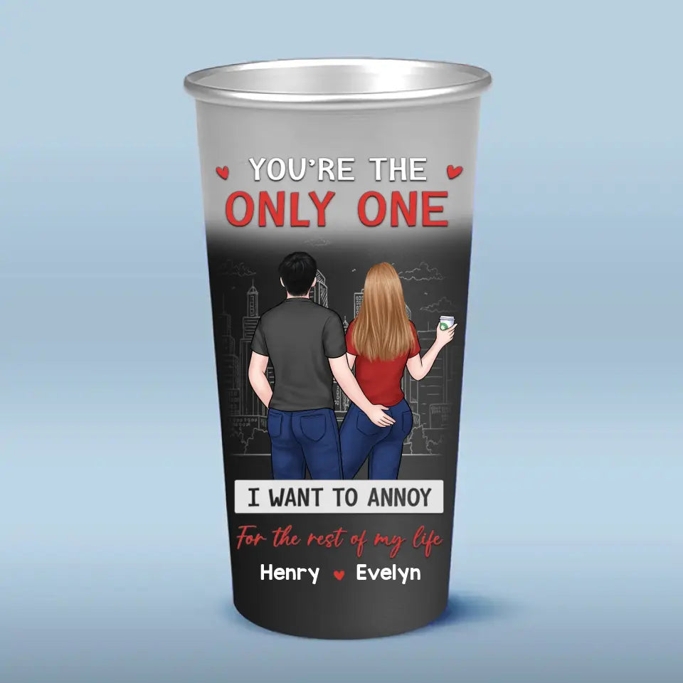 Je t'ennuie pour le reste de ma vie - Tasse personnalisée en aluminium changeant de couleur pour couple - Cadeau pour mari et femme, anniversaire