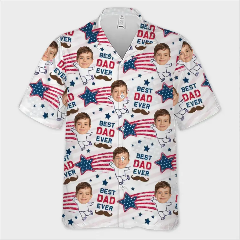 Photo personnalisée Bonjour, je suis là - Chemise hawaïenne tropicale unisexe personnalisée pour la famille - Cadeau de vacances d'été, cadeau pour les membres de la famille