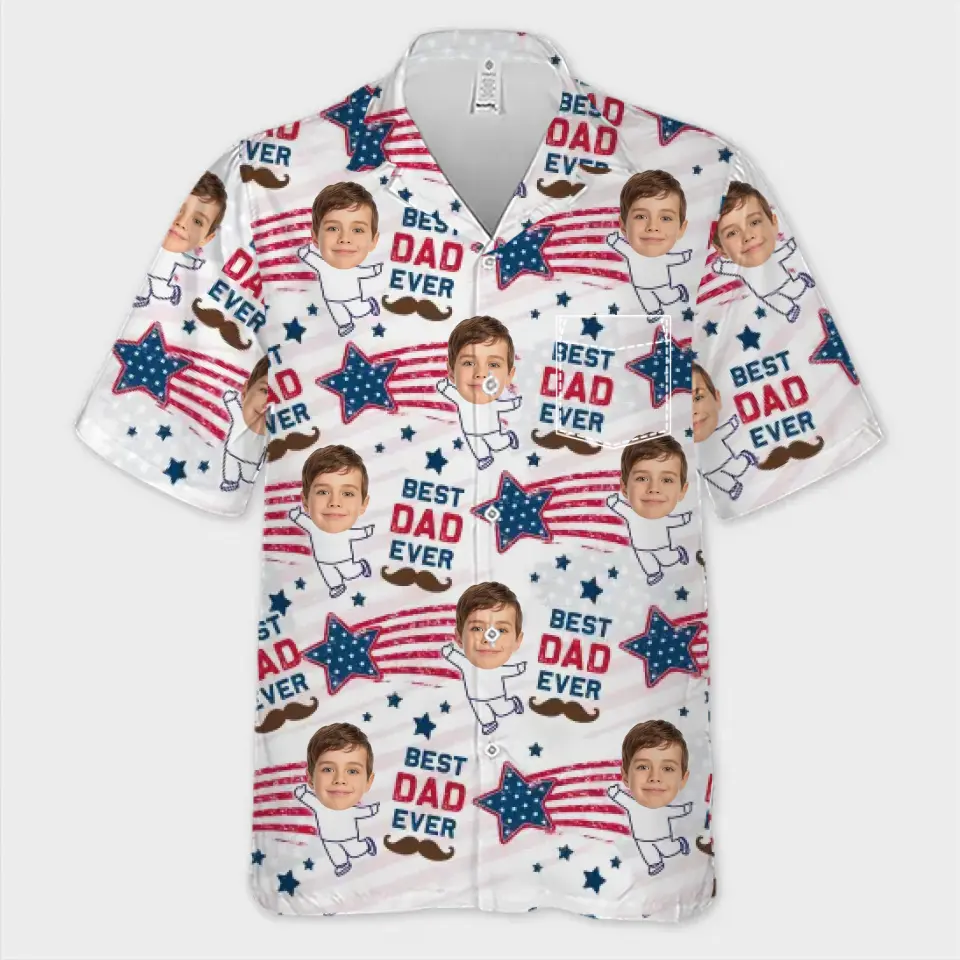 Photo personnalisée Bonjour, je suis là - Chemise hawaïenne tropicale unisexe personnalisée pour la famille - Cadeau de vacances d'été, cadeau pour les membres de la famille