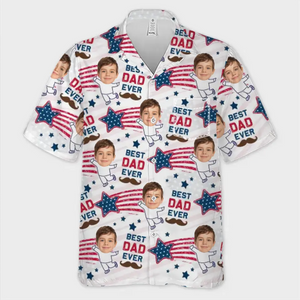 Photo personnalisée Bonjour, je suis là - Chemise hawaïenne tropicale unisexe personnalisée pour la famille - Cadeau de vacances d'été, cadeau pour les membres de la famille