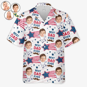 Photo personnalisée Bonjour, je suis là - Chemise hawaïenne tropicale unisexe personnalisée pour la famille - Cadeau de vacances d'été, cadeau pour les membres de la famille