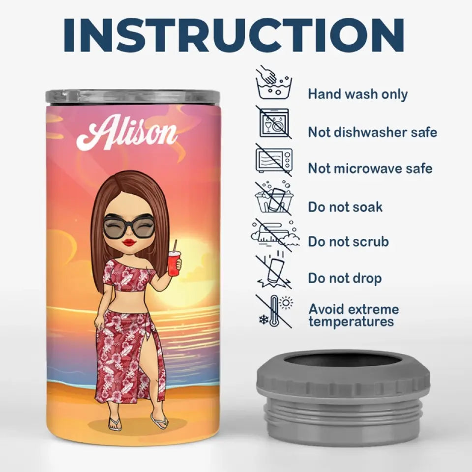 Dans un état d'esprit estival - Gobelet isotherme personnalisé 4 en 1 pour meilleure amie - Cadeau de vacances d'été pour meilleures amies, meilleures amies et sœurs