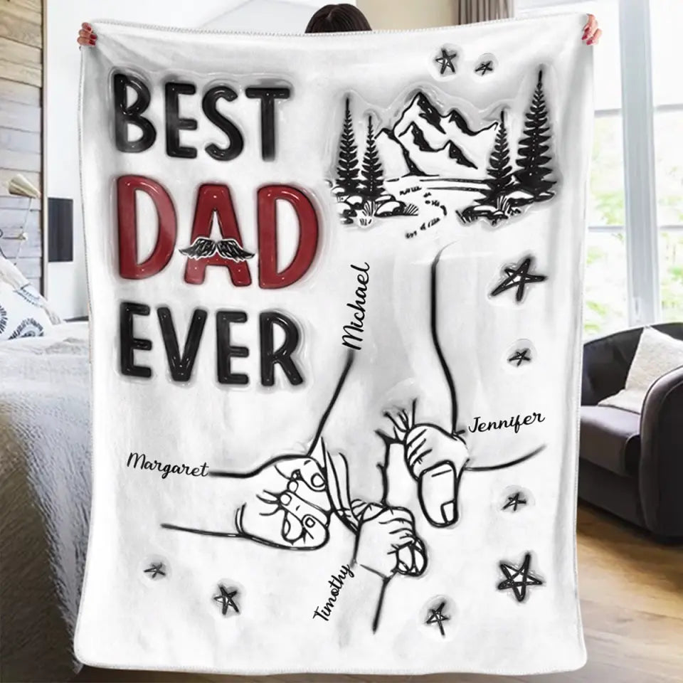 Couverture personnalisée « Meilleur Papa de tous les temps » avec effet gonflable 3D - Cadeau pour la fête des pères, papa ou grand-père