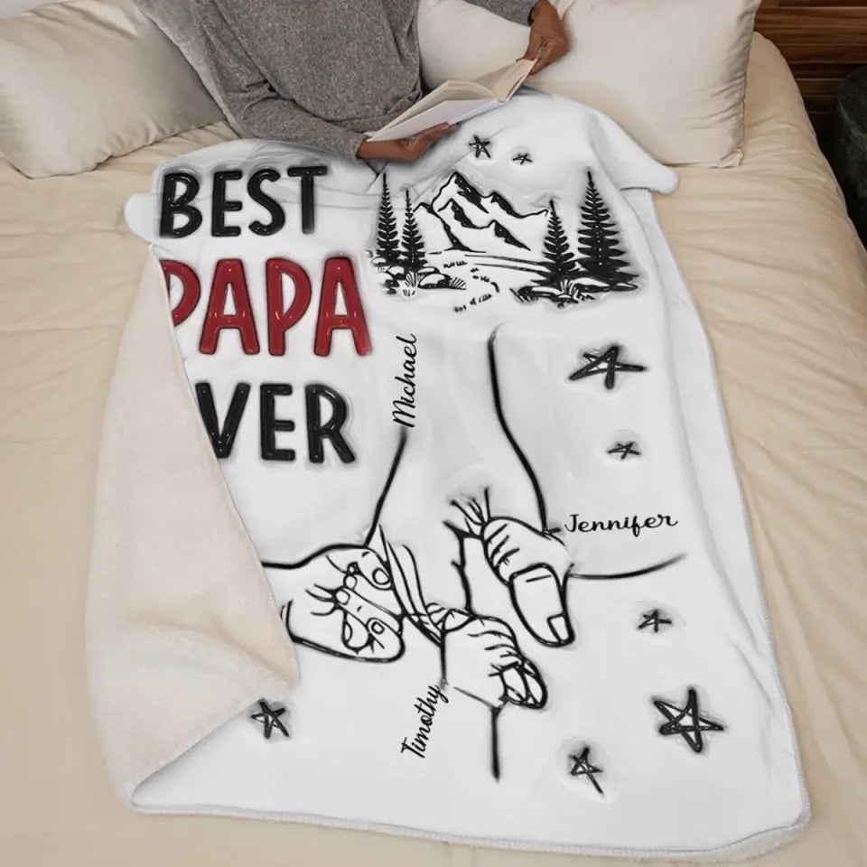 Couverture personnalisée « Meilleur Papa de tous les temps » avec effet gonflable 3D - Cadeau pour la fête des pères, papa ou grand-père