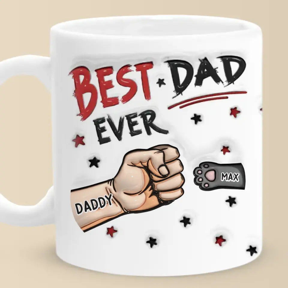 Tu es le meilleur papa chat du monde - Mug personnalisé effet gonflé 3D imprimé chien et chat - Fête des pères, cadeau pour propriétaires d'animaux, amoureux des animaux