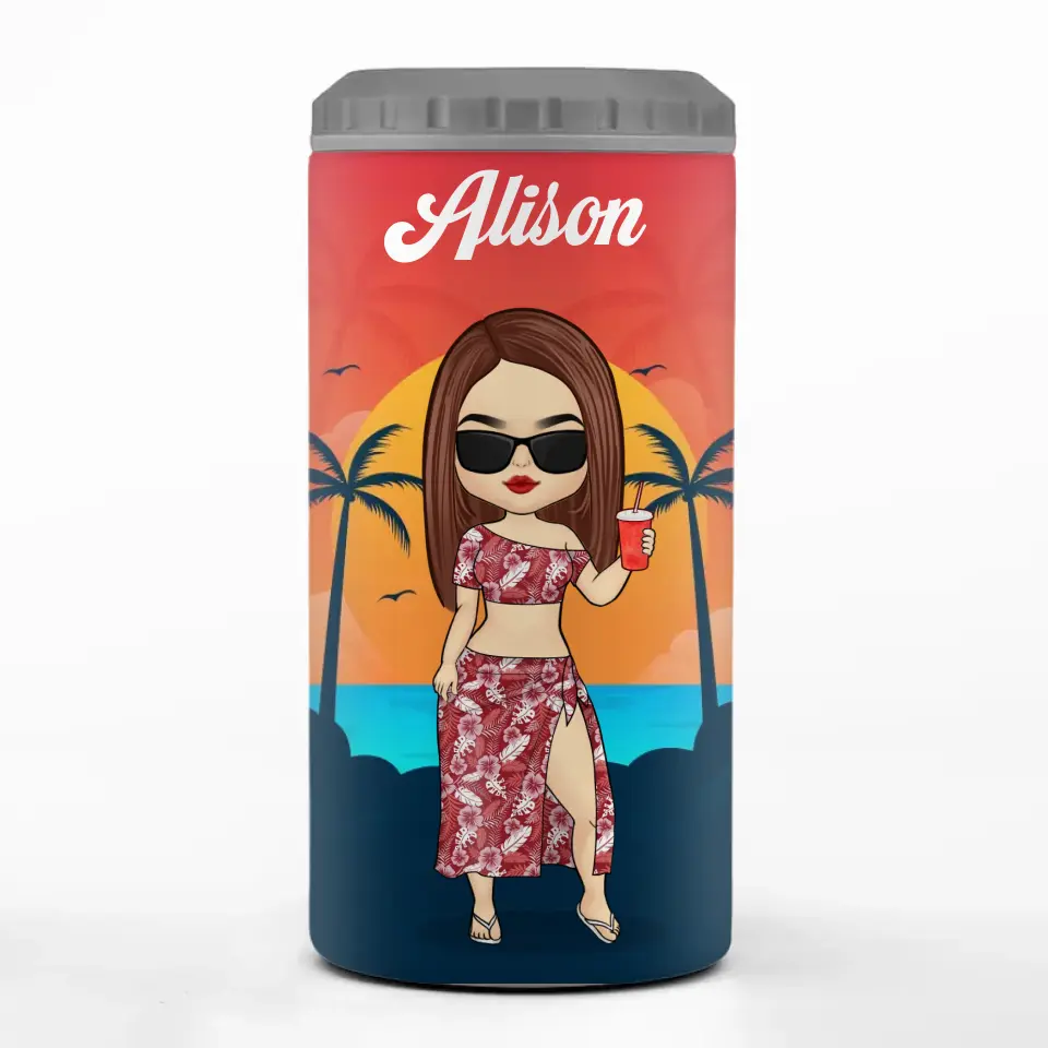 Air marin, cheveux salés – Gobelet isotherme 4 en 1 personnalisé pour meilleure amie – Cadeau de vacances d'été pour meilleures amies, meilleures amies et sœurs