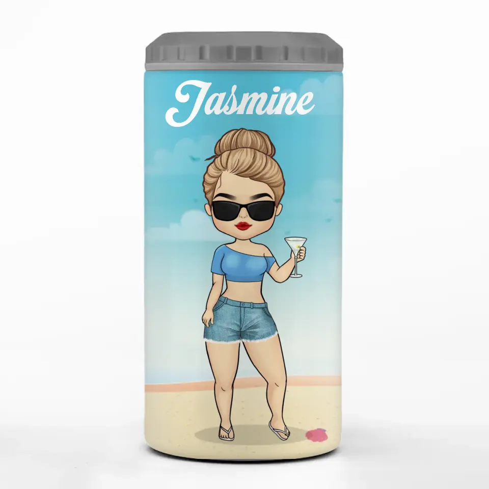 Dans un état d'esprit estival - Gobelet isotherme personnalisé 4 en 1 pour meilleure amie - Cadeau de vacances d'été pour meilleures amies, meilleures amies et sœurs