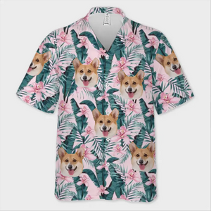 T-shirt hawaïen unisexe personnalisé avec photo tropicale - Cadeau pour la famille, les propriétaires d'animaux et les amoureux des animaux AMZ