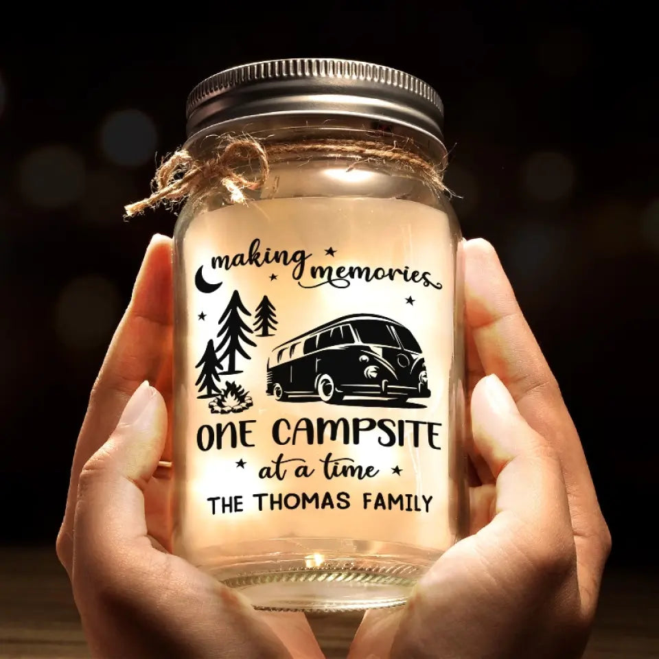 La maison est là où vous la garez - Lampe de camping personnalisée en pot Mason - Cadeau pour couple, mari, femme, amoureux du camping