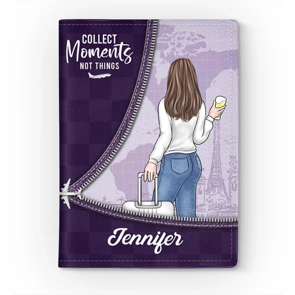 C'est l'été, collectionnons des moments - Couverture de passeport personnalisée de voyage, porte-passeport - Cadeau de vacances, cadeau pour les amateurs de voyages d'aventure