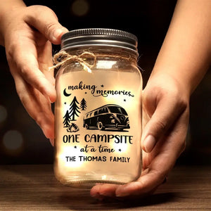 La maison est là où vous la garez - Lampe de camping personnalisée en pot Mason - Cadeau pour couple, mari, femme, amoureux du camping