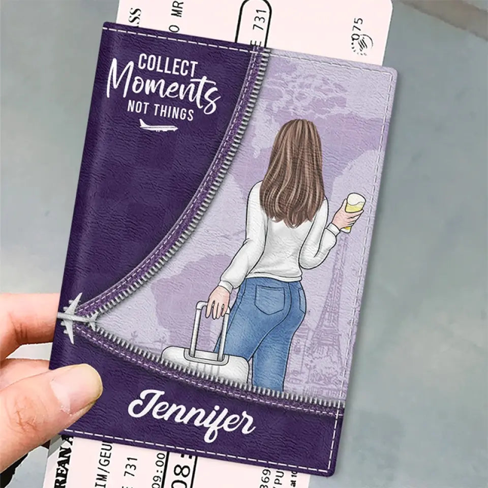 C'est l'été, collectionnons des moments - Couverture de passeport personnalisée de voyage, porte-passeport - Cadeau de vacances, cadeau pour les amateurs de voyages d'aventure