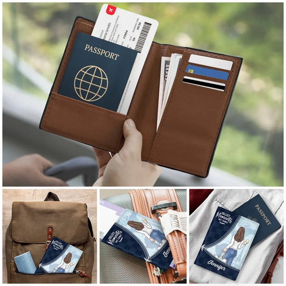C'est l'été, collectionnons des moments - Couverture de passeport personnalisée de voyage, porte-passeport - Cadeau de vacances, cadeau pour les amateurs de voyages d'aventure