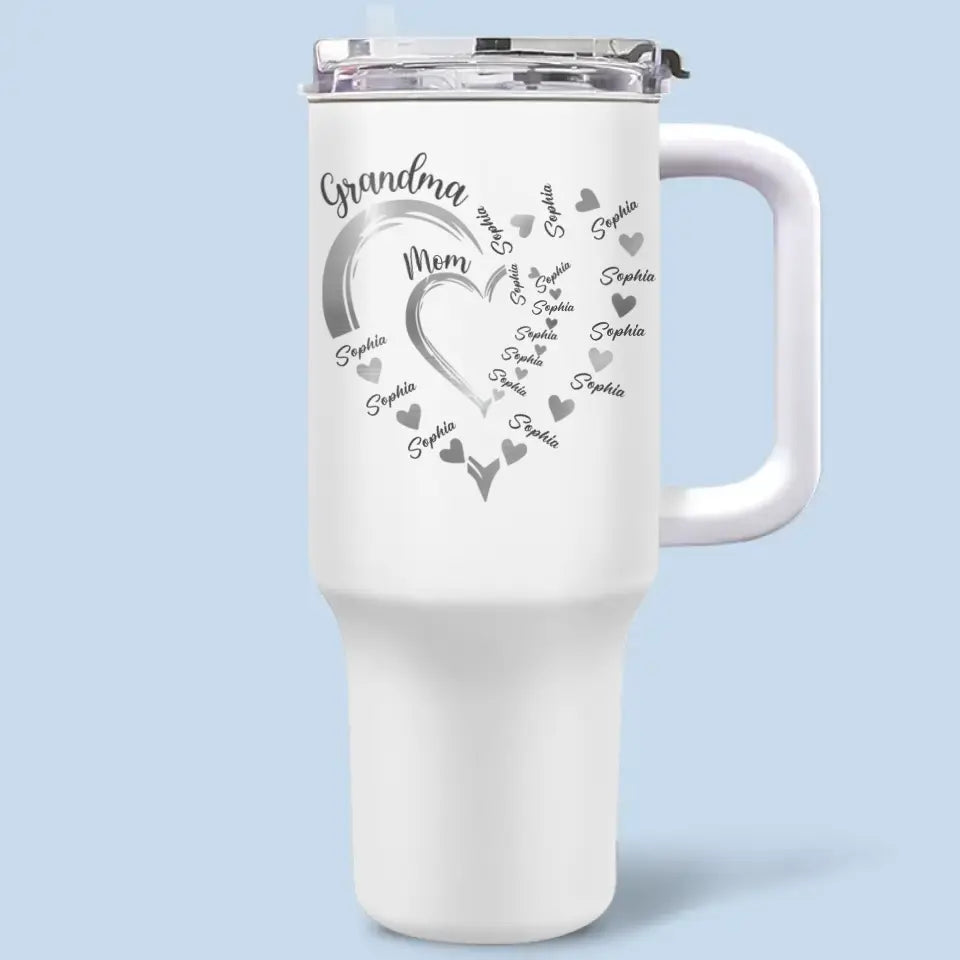Merci pour tout ce que vous faites - Gobelet personnalisé en acier inoxydable de 40 oz avec poignée - Cadeau pour maman, grand-mère