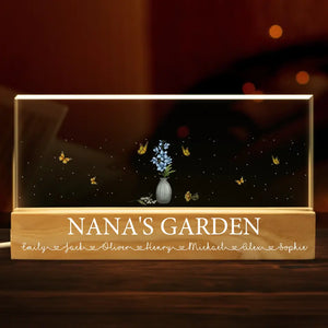 Jardin de grand-mère - Veilleuse LED 3D personnalisée en acrylique avec lettres - Cadeau pour maman et grand-mère