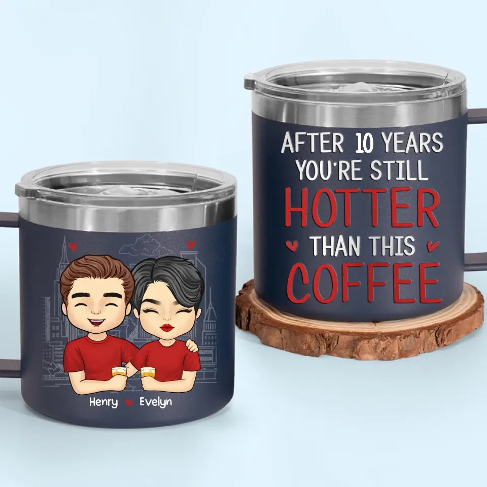 Félicitations pour être mon mari, espèce de veinard ! Gobelet personnalisé en acier inoxydable de 14 oz avec poignée pour couple - Cadeau pour mari et femme, anniversaire