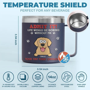 L'amour d'un animal est une bénédiction - Gobelet personnalisé en acier inoxydable de 14 oz avec poignée pour chien et chat - Cadeau pour propriétaires et amoureux des animaux