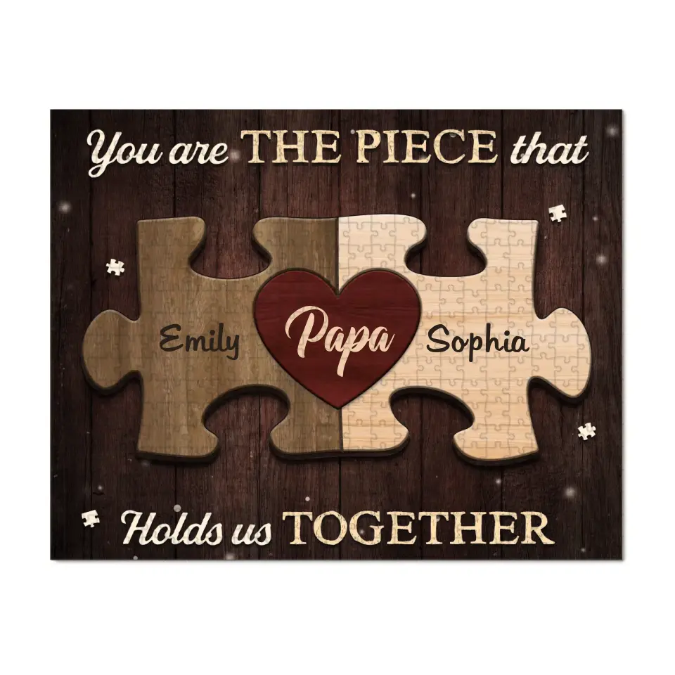 Tu es le cœur de notre famille - Puzzle personnalisé pour la famille - Fête des pères, cadeau pour papa, grand-père