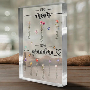 Fière grand-mère de quelques enfants - Plaque rectangulaire personnalisée en acrylique pour famille - Cadeau pour maman et grand-mère
