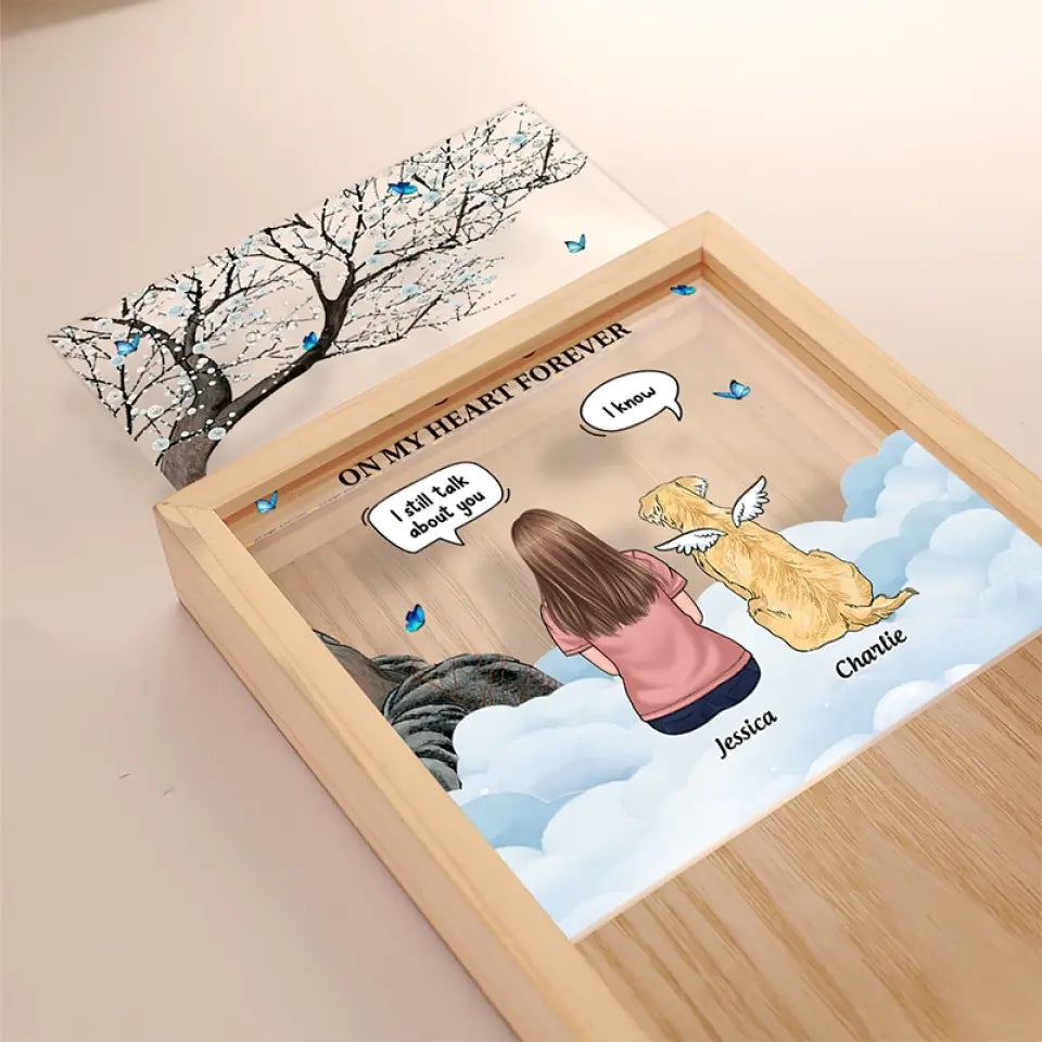 Tu as laissé des empreintes de pattes sur mon cœur - Cadre lumineux personnalisé commémoratif - Cadeau de condoléances pour les propriétaires d'animaux et les amoureux des animaux