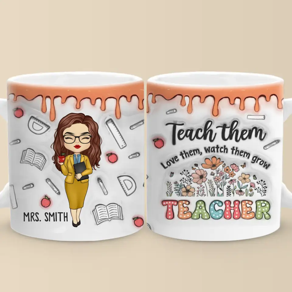 L'enseignement est mon super pouvoir - Mug personnalisé avec effet gonflable 3D - Cadeau pour enseignant