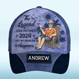 La légende a pris sa retraite - Casquette personnalisée, casquette classique à imprimé intégral - Cadeau de remerciement et de départ à la retraite pour collègues, collègues de travail, collègues