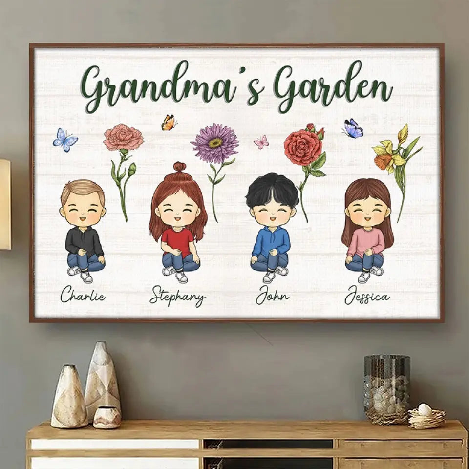 L'amour d'une grand-mère est éternel - Affiche horizontale personnalisée pour la famille - Cadeau pour grand-mère