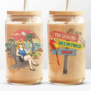 La vie commence à la retraite - Tasse en verre personnalisée, tasse à café glacé - Appréciation, cadeau de retraite pour collègues, amis de travail, collègues