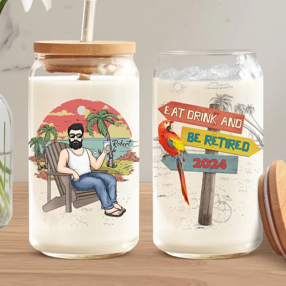 La vie commence à la retraite - Tasse en verre personnalisée, tasse à café glacé - Appréciation, cadeau de retraite pour collègues, amis de travail, collègues