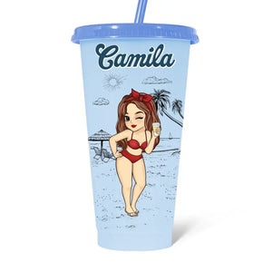 C'est l'heure des vacances - Tasse personnalisée à changement de couleur pour meilleure amie - Cadeau de vacances d'été, cadeau de fête d'anniversaire à la piscine pour meilleures amies, meilleures amies, sœurs