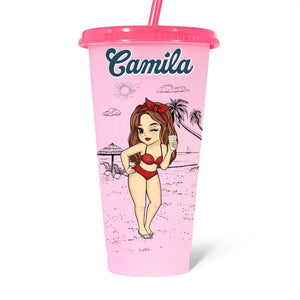 C'est l'heure des vacances - Tasse personnalisée à changement de couleur pour meilleure amie - Cadeau de vacances d'été, cadeau de fête d'anniversaire à la piscine pour meilleures amies, meilleures amies, sœurs