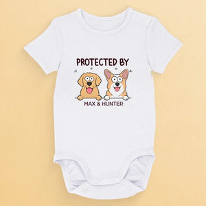 Protégé par - Body bébé personnalisé chien et chat - Cadeau de naissance, cadeau pour propriétaires d'animaux et amoureux des animaux