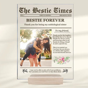 Photo personnalisée « The Bestie Times » - Plaque rectangulaire en acrylique personnalisée pour les meilleures amies, les meilleures amies et les sœurs. Cadeau idéal pour les meilleures amies, les meilleures amies et les sœurs.