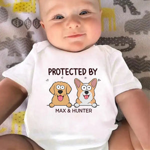Protégé par - Body bébé personnalisé chien et chat - Cadeau de naissance, cadeau pour propriétaires d'animaux et amoureux des animaux