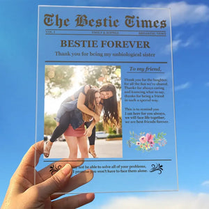 Photo personnalisée « The Bestie Times » - Plaque rectangulaire en acrylique personnalisée pour les meilleures amies, les meilleures amies et les sœurs. Cadeau idéal pour les meilleures amies, les meilleures amies et les sœurs.