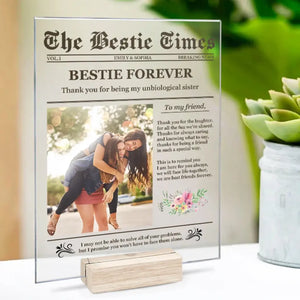 Photo personnalisée « The Bestie Times » - Plaque rectangulaire en acrylique personnalisée pour les meilleures amies, les meilleures amies et les sœurs. Cadeau idéal pour les meilleures amies, les meilleures amies et les sœurs.